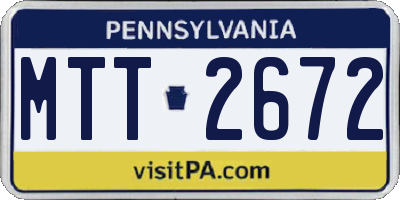 PA license plate MTT2672