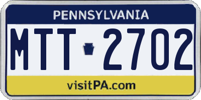 PA license plate MTT2702