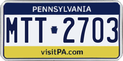 PA license plate MTT2703