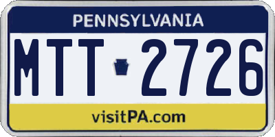 PA license plate MTT2726