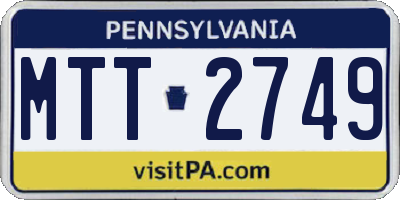 PA license plate MTT2749