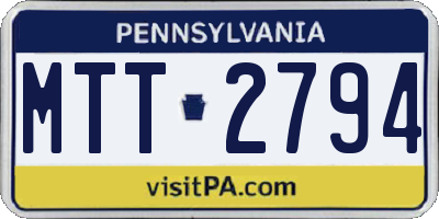 PA license plate MTT2794