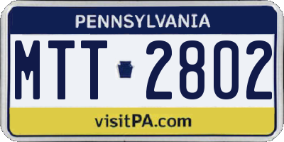 PA license plate MTT2802