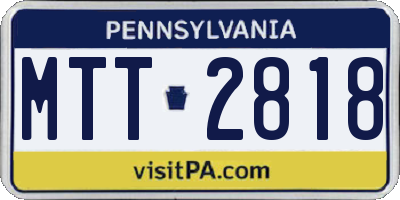 PA license plate MTT2818