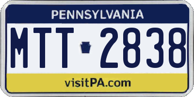 PA license plate MTT2838