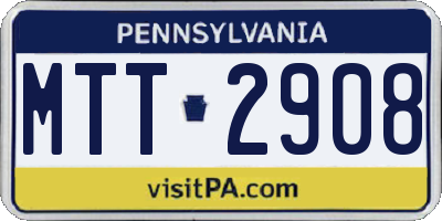 PA license plate MTT2908