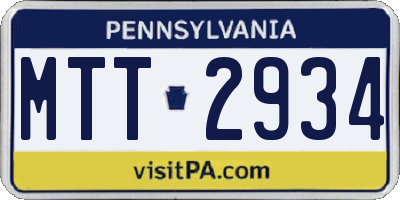 PA license plate MTT2934