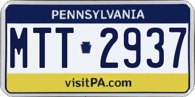 PA license plate MTT2937