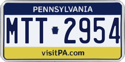 PA license plate MTT2954