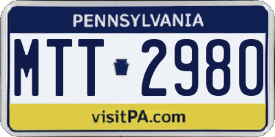 PA license plate MTT2980