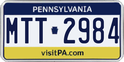 PA license plate MTT2984