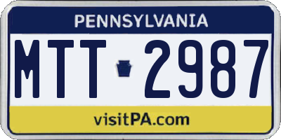 PA license plate MTT2987