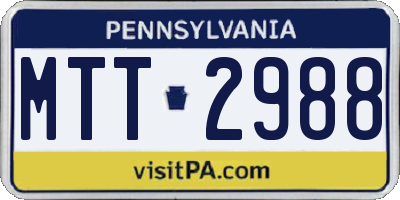 PA license plate MTT2988