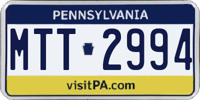 PA license plate MTT2994
