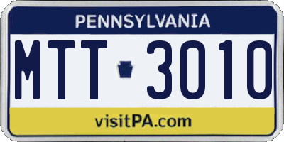 PA license plate MTT3010