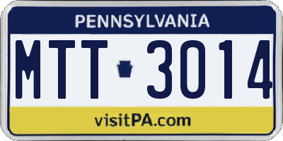PA license plate MTT3014