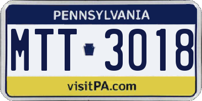 PA license plate MTT3018