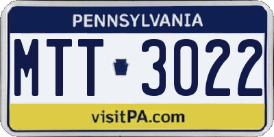 PA license plate MTT3022