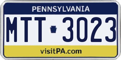 PA license plate MTT3023