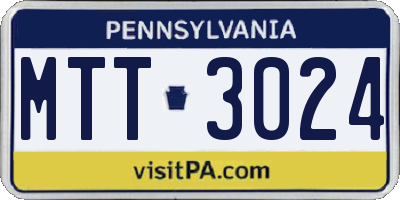 PA license plate MTT3024