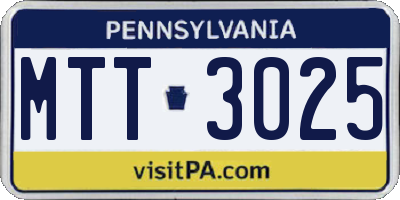 PA license plate MTT3025