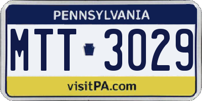 PA license plate MTT3029