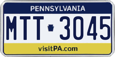 PA license plate MTT3045