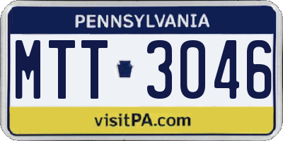 PA license plate MTT3046