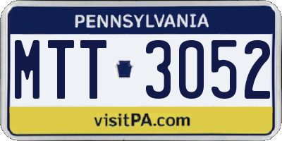 PA license plate MTT3052