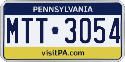PA license plate MTT3054