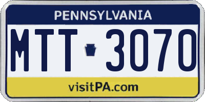 PA license plate MTT3070