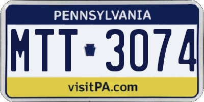 PA license plate MTT3074
