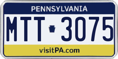 PA license plate MTT3075