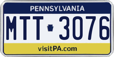 PA license plate MTT3076