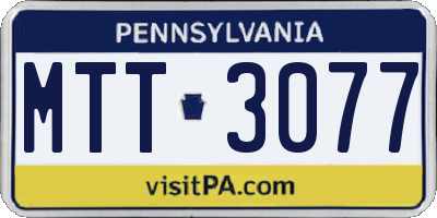 PA license plate MTT3077