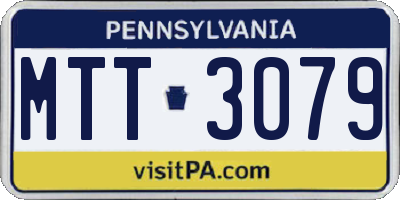 PA license plate MTT3079