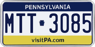 PA license plate MTT3085