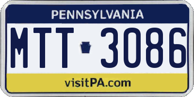 PA license plate MTT3086