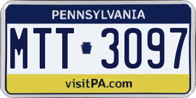 PA license plate MTT3097