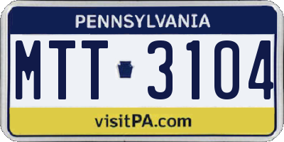 PA license plate MTT3104