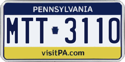PA license plate MTT3110