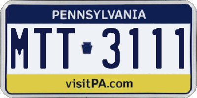 PA license plate MTT3111