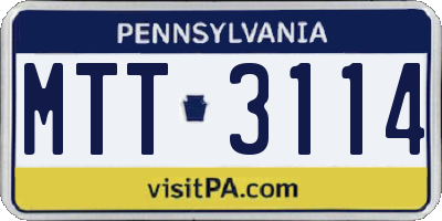 PA license plate MTT3114