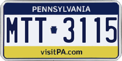 PA license plate MTT3115