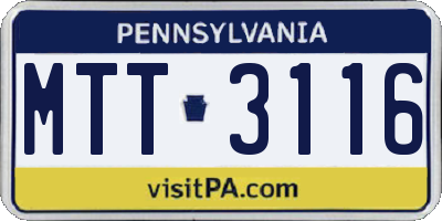 PA license plate MTT3116