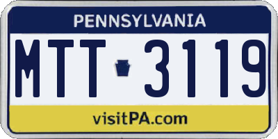 PA license plate MTT3119