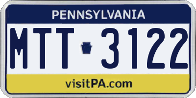 PA license plate MTT3122