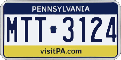 PA license plate MTT3124