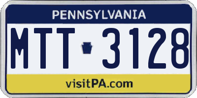 PA license plate MTT3128