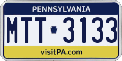 PA license plate MTT3133
